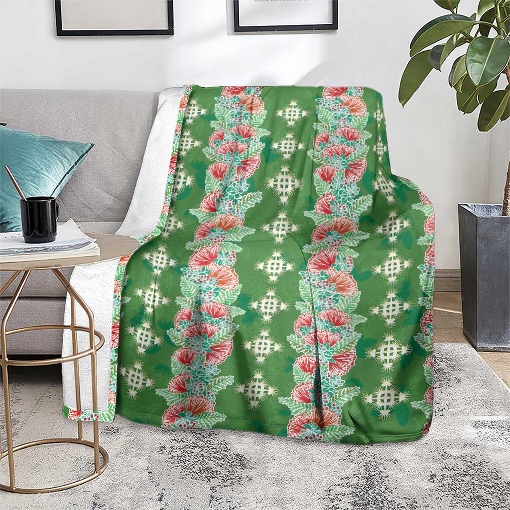Hawaii Ohia Lehua Blanket Tropical Vibes Green