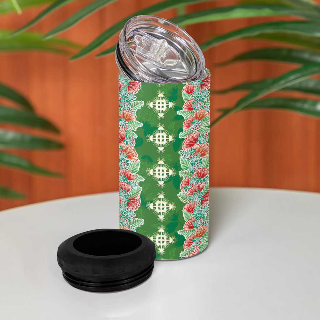 Hawaii Ohia Lehua 4 in 1 Can Cooler Tumbler Tropical Vibes Green