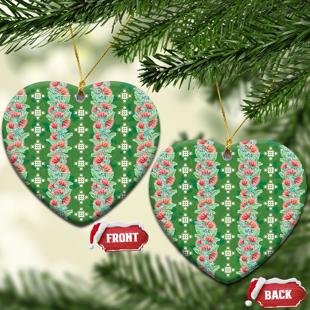 Hawaii Ohia Lehua Ceramic Ornament Tropical Vibes Green