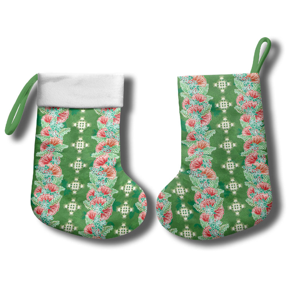 Hawaii Ohia Lehua Christmas Stocking Tropical Vibes Green
