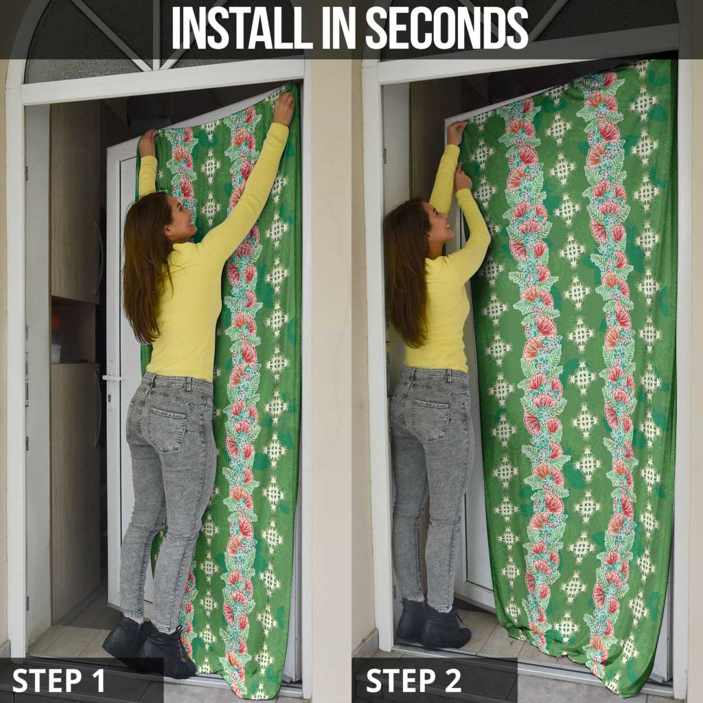 Hawaii Ohia Lehua Door Cover Tropical Vibes Green