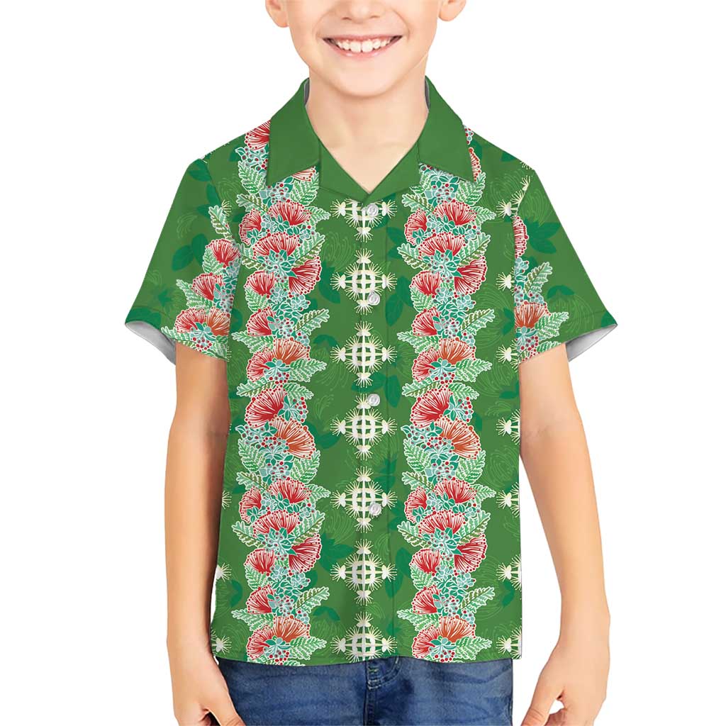 Hawaii Ohia Lehua Family Matching Mermaid Dress and Hawaiian Shirt Tropical Vibes Green LT05 Son's Shirt Green - Polynesian Pride