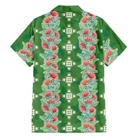 Hawaii Ohia Lehua Family Matching Off Shoulder Maxi Dress and Hawaiian Shirt Tropical Vibes Green