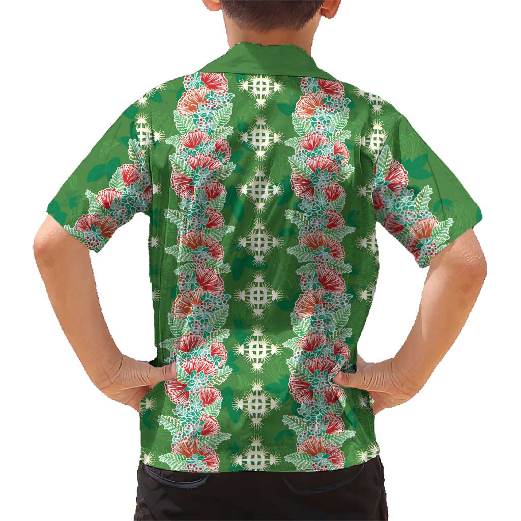 Hawaii Ohia Lehua Family Matching Puletasi and Hawaiian Shirt Tropical Vibes Green
