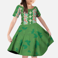 Hawaii Ohia Lehua Family Matching Puletasi and Hawaiian Shirt Tropical Vibes Green