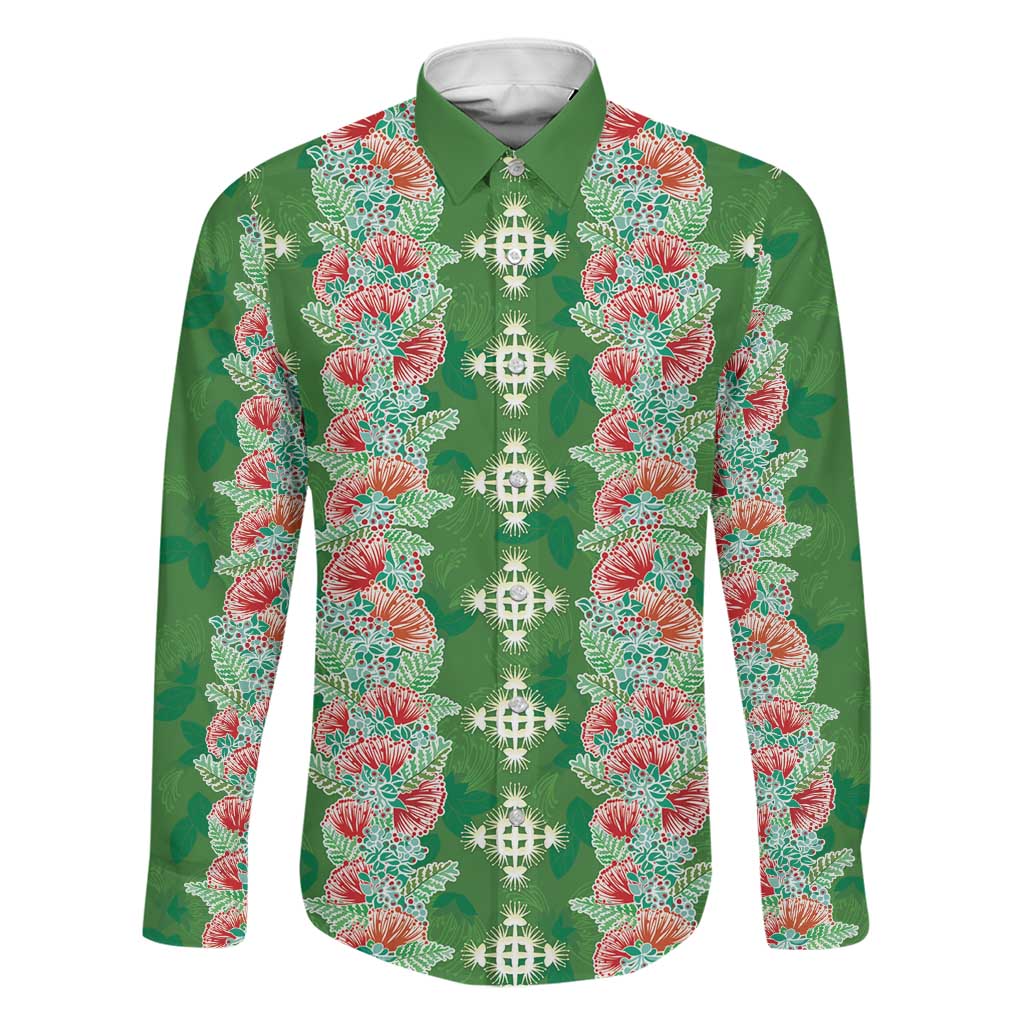Hawaii Ohia Lehua Family Matching Puletasi and Hawaiian Shirt Tropical Vibes Green