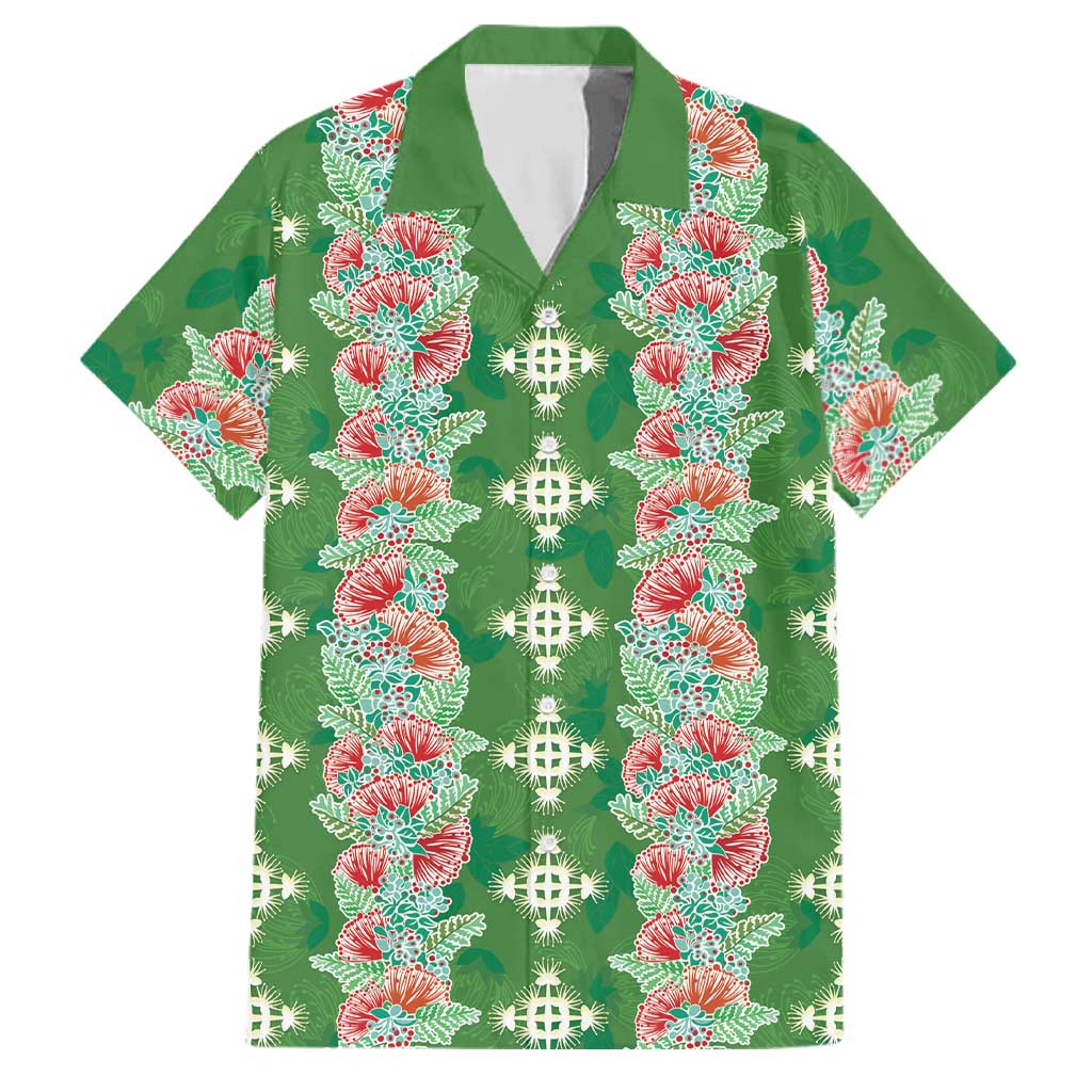 Hawaii Ohia Lehua Family Matching Summer Maxi Dress and Hawaiian Shirt Tropical Vibes Green LT05 Dad's Shirt - Short Sleeve Green - Polynesian Pride