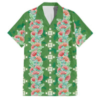Hawaii Ohia Lehua Family Matching Summer Maxi Dress and Hawaiian Shirt Tropical Vibes Green LT05 Dad's Shirt - Short Sleeve Green - Polynesian Pride