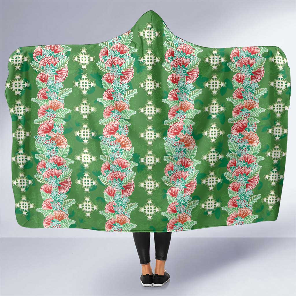 Hawaii Ohia Lehua Hooded Blanket Tropical Vibes Green