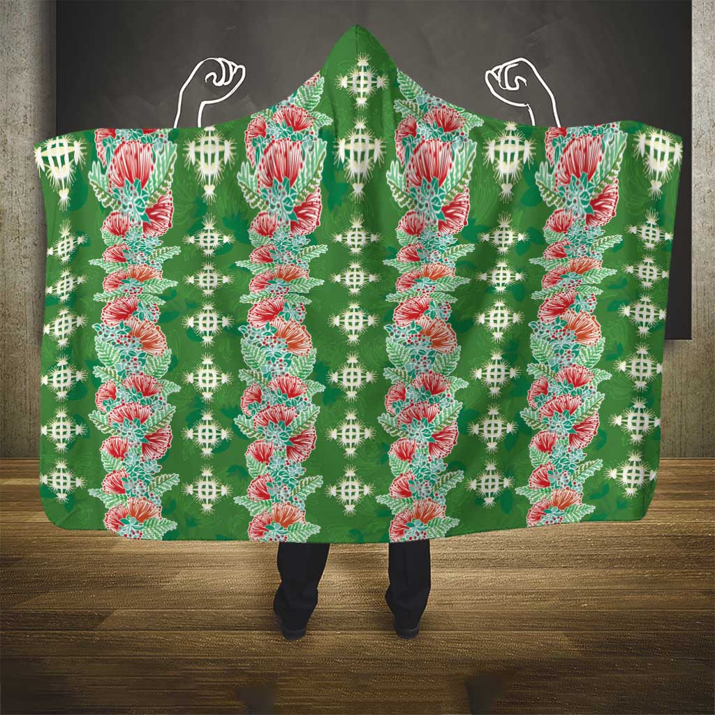 Hawaii Ohia Lehua Hooded Blanket Tropical Vibes Green