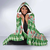 Hawaii Ohia Lehua Hooded Blanket Tropical Vibes Green