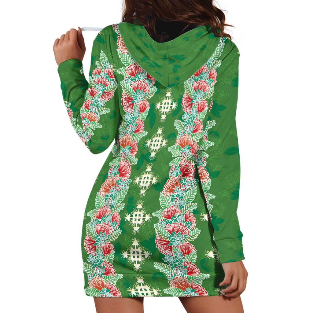 Hawaii Ohia Lehua Hoodie Dress Tropical Vibes Green