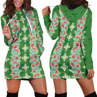 Hawaii Ohia Lehua Hoodie Dress Tropical Vibes Green