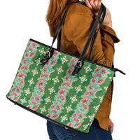 Hawaii Ohia Lehua Leather Tote Bag Tropical Vibes Green