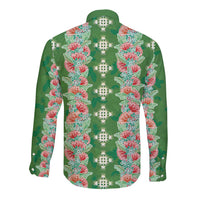 Hawaii Ohia Lehua Long Sleeve Button Shirt Tropical Vibes Green