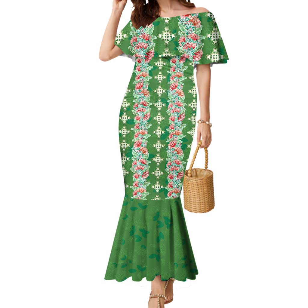 Hawaii Ohia Lehua Mermaid Dress Tropical Vibes Green