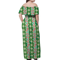 Hawaii Ohia Lehua Off Shoulder Maxi Dress Tropical Vibes Green