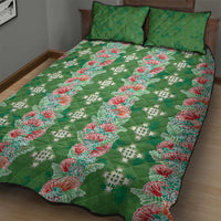 Hawaii Ohia Lehua Quilt Bed Set Tropical Vibes Green