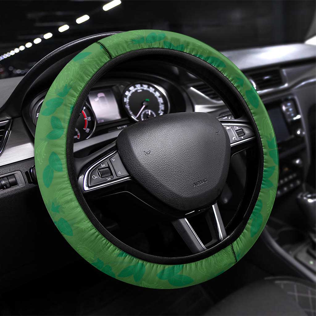 Hawaii Ohia Lehua Steering Wheel Cover Tropical Vibes Green LT05 Universal Fit Green - Polynesian Pride