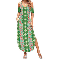 Hawaii Ohia Lehua Summer Maxi Dress Tropical Vibes Green LT05 Women Green - Polynesian Pride