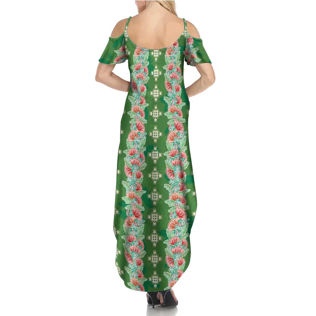 Hawaii Ohia Lehua Summer Maxi Dress Tropical Vibes Green LT05 - Polynesian Pride
