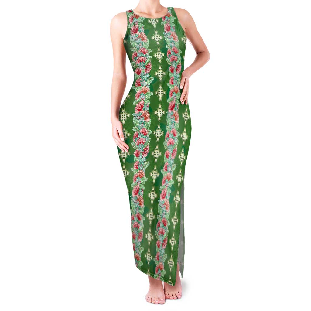 Hawaii Ohia Lehua Tank Maxi Dress Tropical Vibes Green