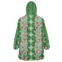 Hawaii Ohia Lehua Wearable Blanket Hoodie Tropical Vibes Green