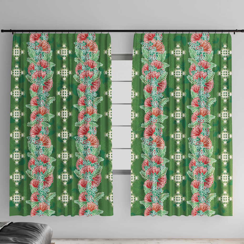 Hawaii Ohia Lehua Window Curtain Tropical Vibes Green