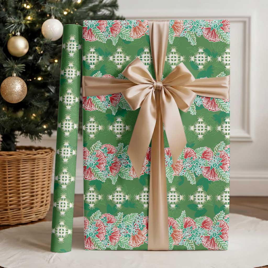 Hawaii Ohia Lehua Wrapping Paper Tropical Vibes Green LT05 - Polynesian Pride