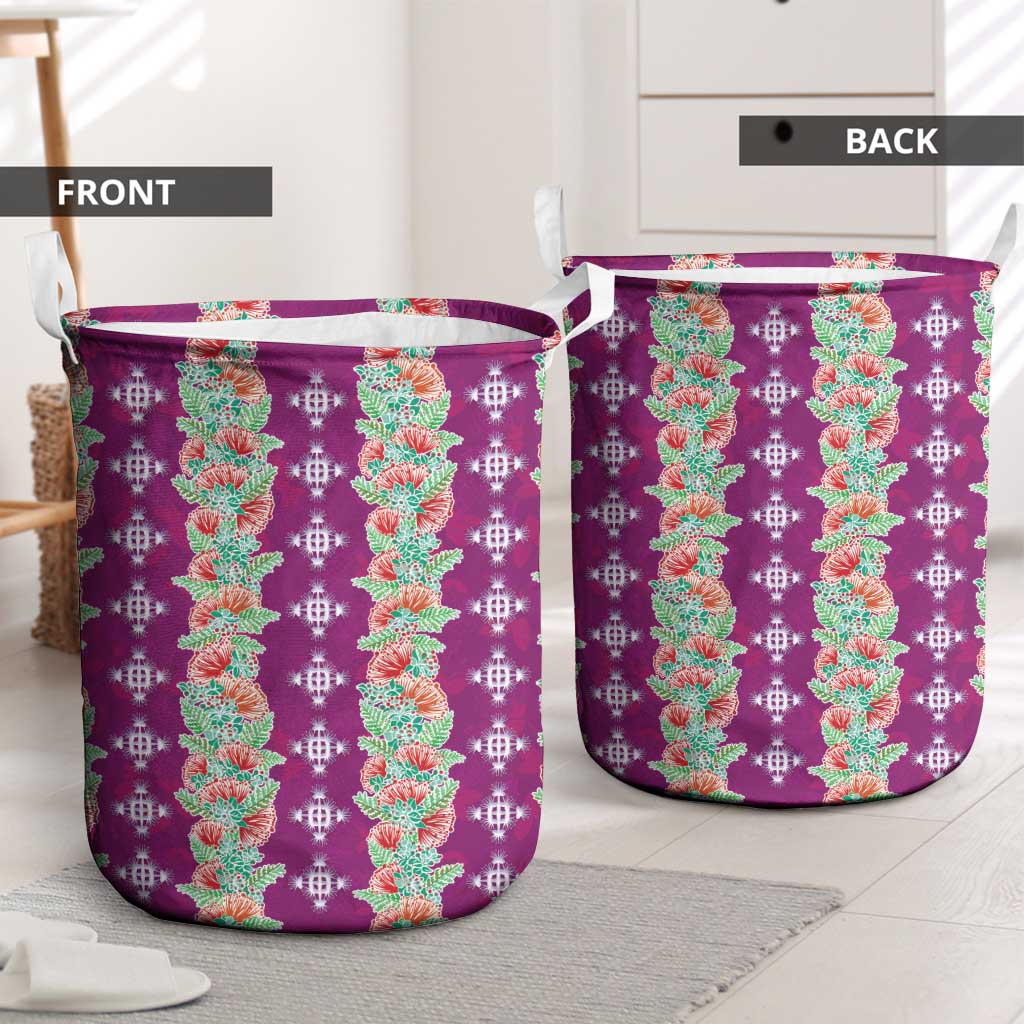 Hawaii Ohia Lehua Laundry Basket Tropical Vibes Fuchsia