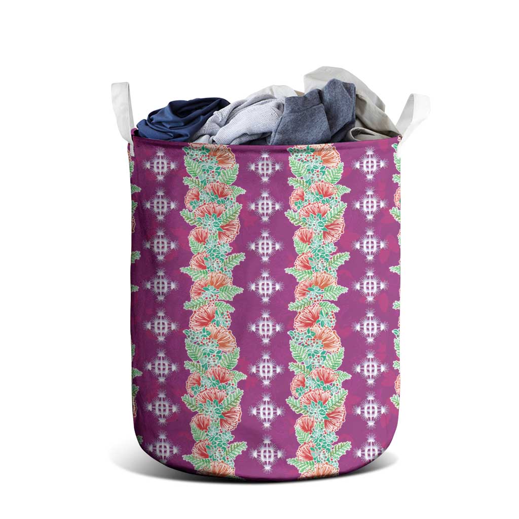 Hawaii Ohia Lehua Laundry Basket Tropical Vibes Fuchsia