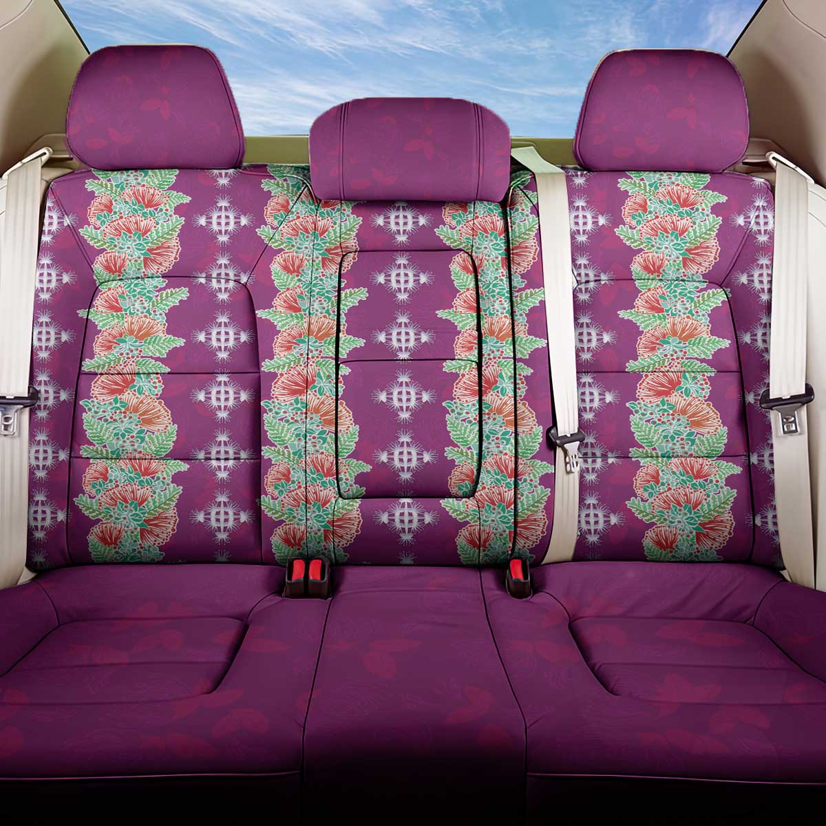 Hawaii Ohia Lehua Back Car Seat Cover Tropical Vibes Fuchsia LT05 One Size Fuchsia - Polynesian Pride