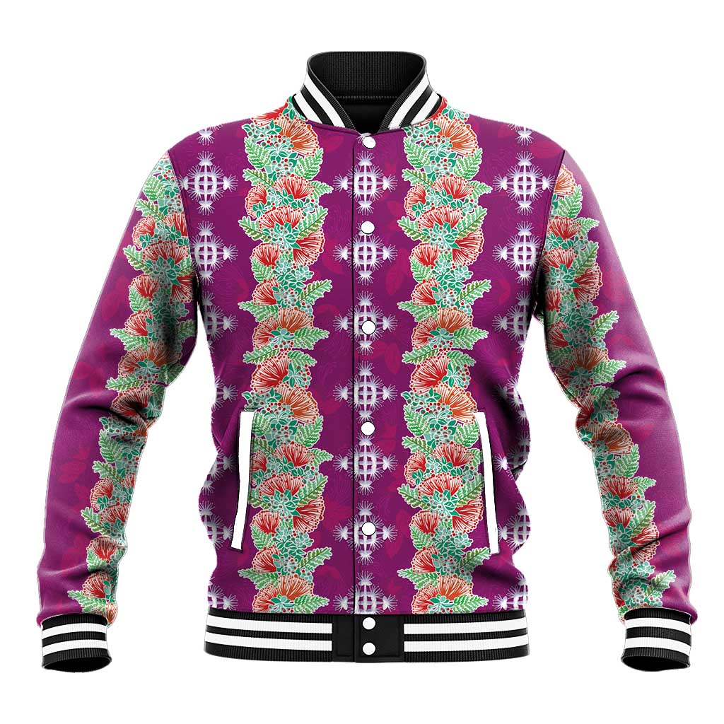 Hawaii Ohia Lehua Baseball Jacket Tropical Vibes Fuchsia LT05 Unisex Fuchsia - Polynesian Pride