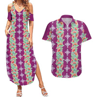 Hawaii Ohia Lehua Couples Matching Summer Maxi Dress and Hawaiian Shirt Tropical Vibes Fuchsia LT05 Fuchsia - Polynesian Pride