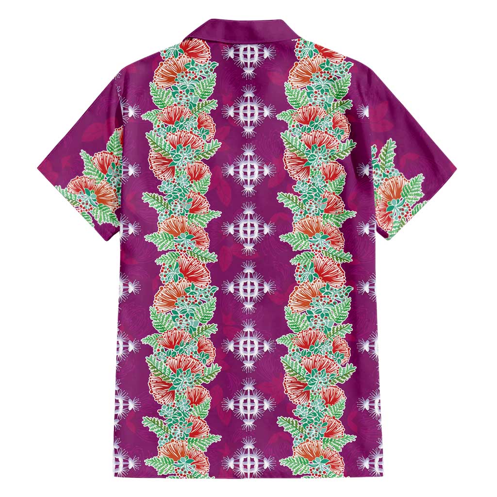 Hawaii Ohia Lehua Family Matching Off The Shoulder Long Sleeve Dress and Hawaiian Shirt Tropical Vibes Fuchsia