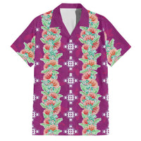 Hawaii Ohia Lehua Family Matching Off Shoulder Maxi Dress and Hawaiian Shirt Tropical Vibes Fuchsia LT05 Dad's Shirt - Short Sleeve Fuchsia - Polynesian Pride