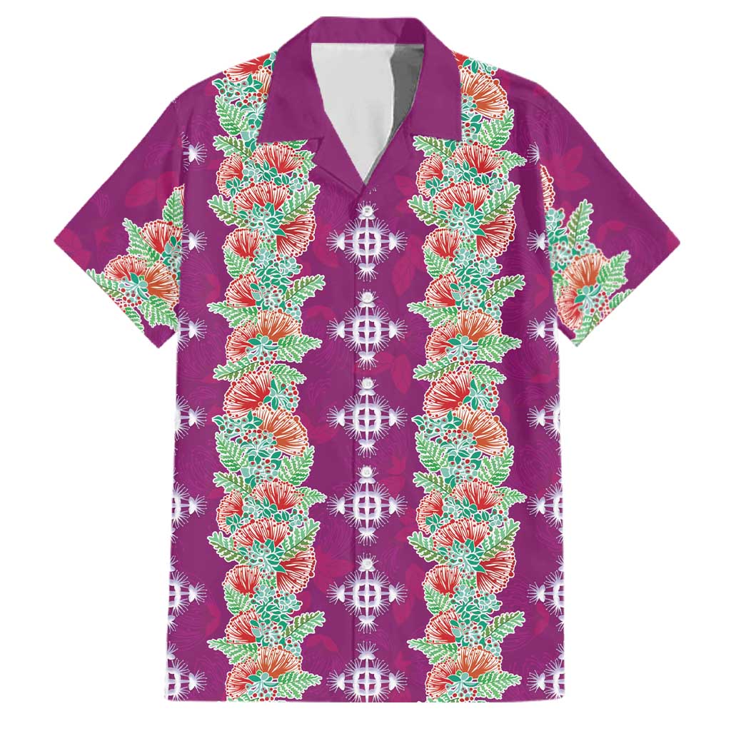 Hawaii Ohia Lehua Family Matching Tank Maxi Dress and Hawaiian Shirt Tropical Vibes Fuchsia LT05 Dad's Shirt - Short Sleeve Fuchsia - Polynesian Pride