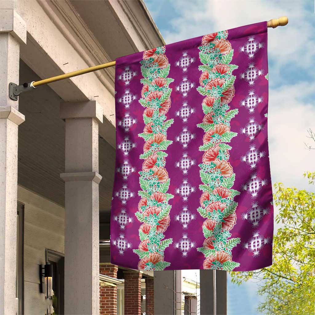 Hawaii Ohia Lehua Garden Flag Tropical Vibes Fuchsia