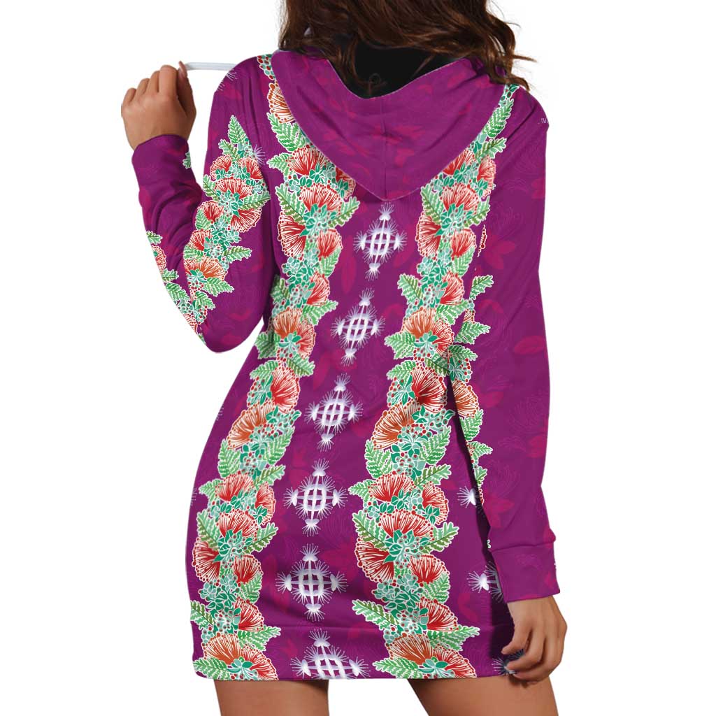 Hawaii Ohia Lehua Hoodie Dress Tropical Vibes Fuchsia