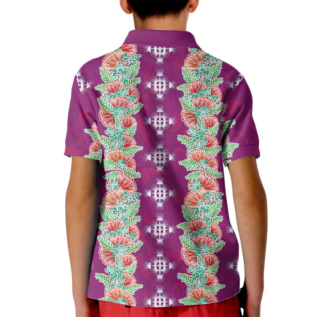 Hawaii Ohia Lehua Kid Polo Shirt Tropical Vibes Fuchsia