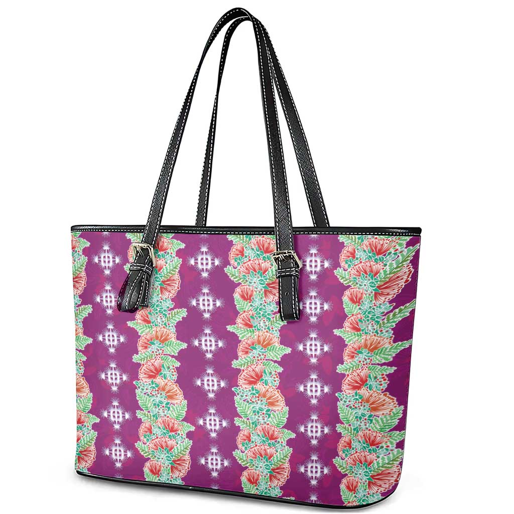 Hawaii Ohia Lehua Leather Tote Bag Tropical Vibes Fuchsia
