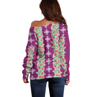 Hawaii Ohia Lehua Off Shoulder Sweater Tropical Vibes Fuchsia