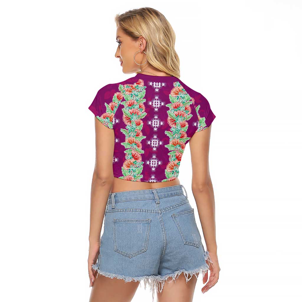 Hawaii Ohia Lehua Raglan Cropped T Shirt Tropical Vibes Fuchsia