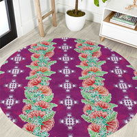 Hawaii Ohia Lehua Round Carpet Tropical Vibes Fuchsia