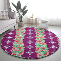 Hawaii Ohia Lehua Round Carpet Tropical Vibes Fuchsia