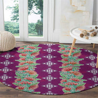 Hawaii Ohia Lehua Round Carpet Tropical Vibes Fuchsia