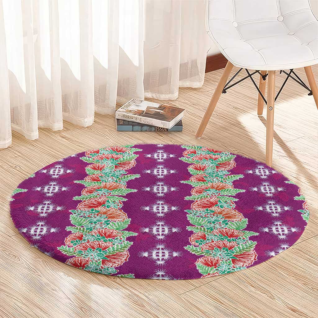 Hawaii Ohia Lehua Round Carpet Tropical Vibes Fuchsia