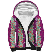 Hawaii Ohia Lehua Sherpa Hoodie Tropical Vibes Fuchsia