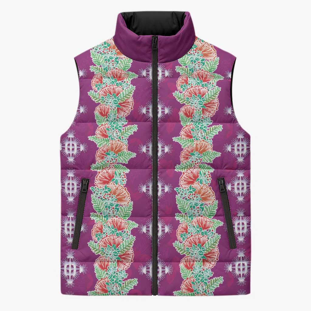 Hawaii Ohia Lehua Sleeveless Puffer Jacket Tropical Vibes Fuchsia LT05 Unisex Fuchsia - Polynesian Pride