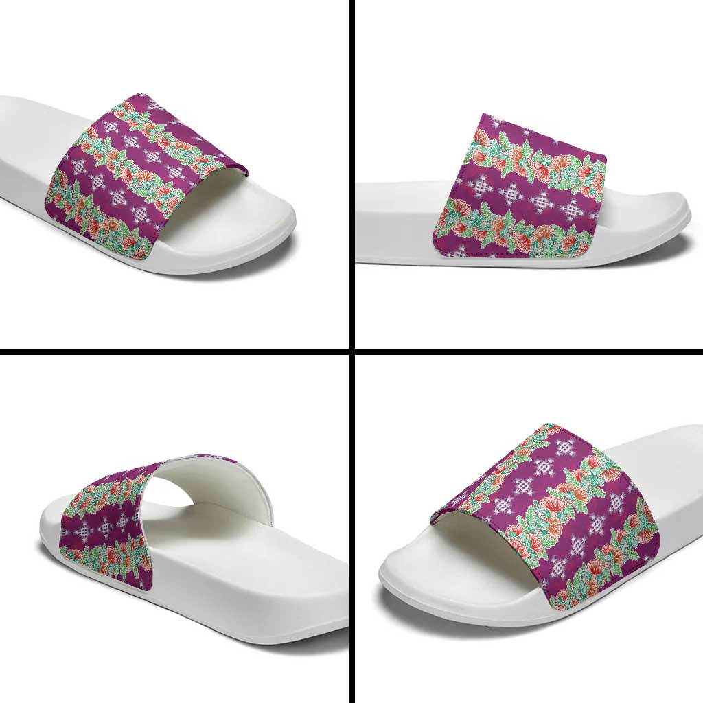 Hawaii Ohia Lehua Slide Sandals Tropical Vibes Fuchsia